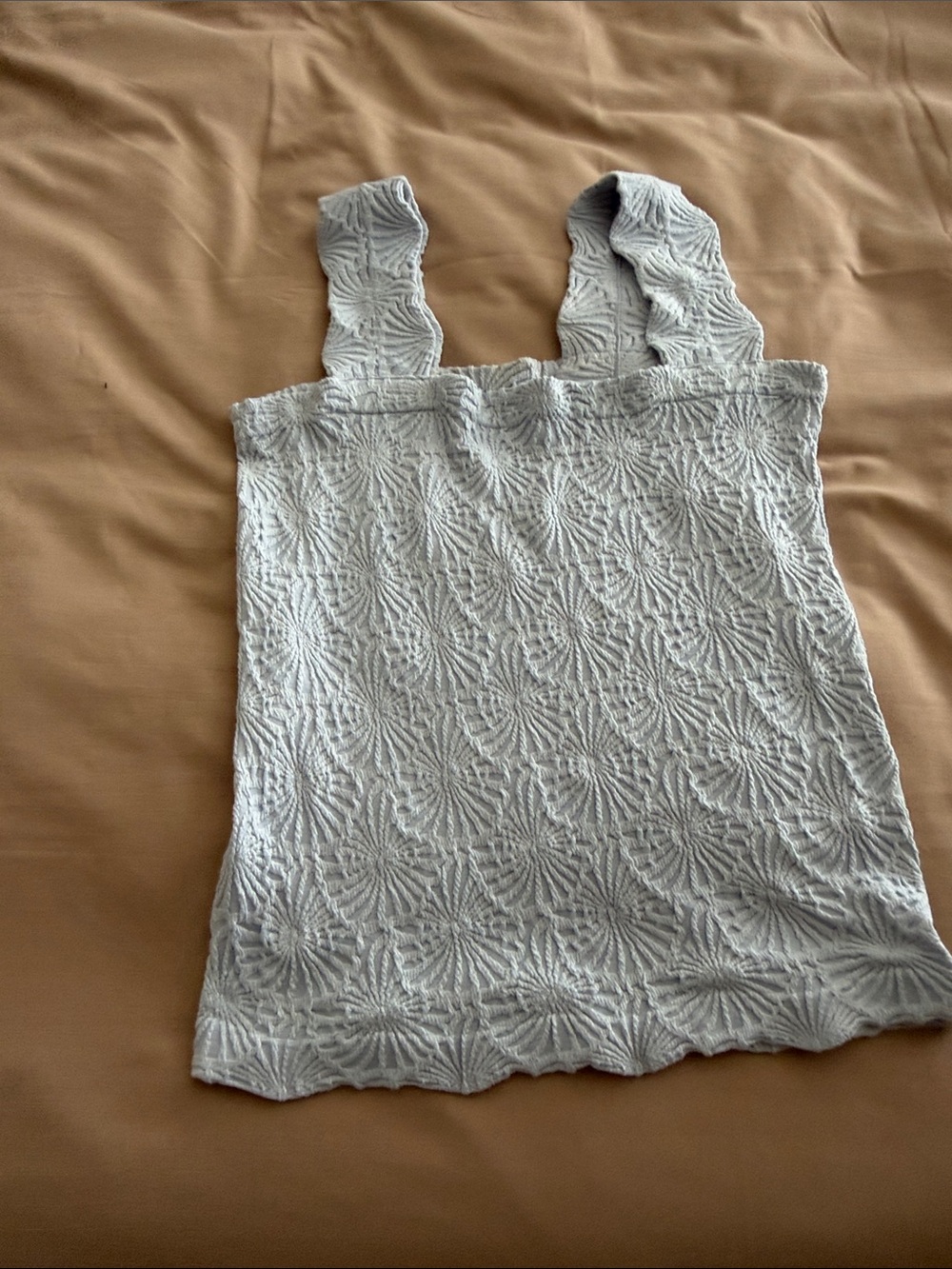 Source Unknown Light Gray Textured Knit Tank - Wide Strap Sleeveless Top